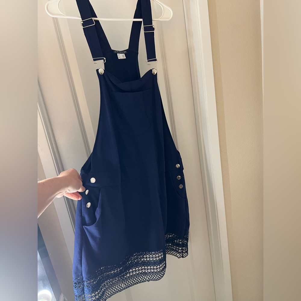 Navy Blue Overalls Dress